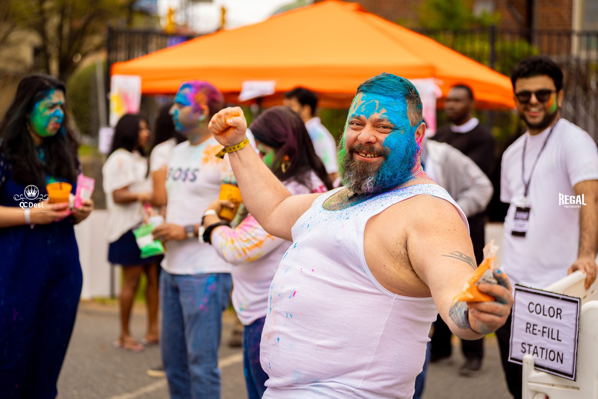 QCDesi event photo: queen city holi color fun